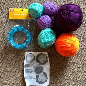 Boye Flower Loom and multi-colored yarn